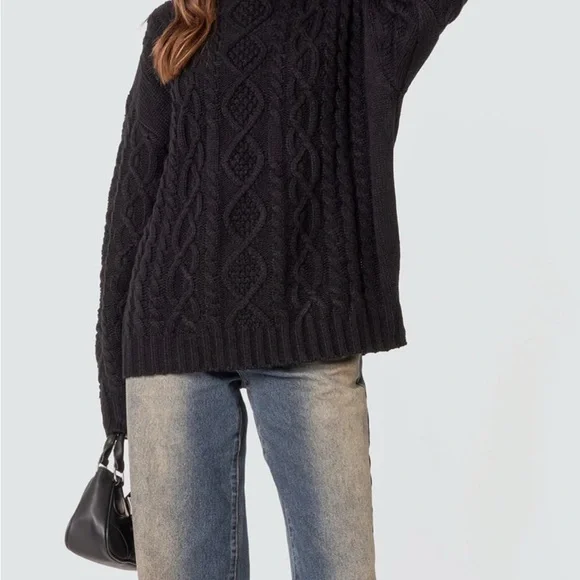 Essentials fear of God, black Cable Knit Men's Sweater - Picture 2 of 8